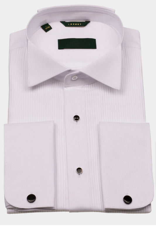 Chemise de smoking blanche pour homme Pleaded- RD