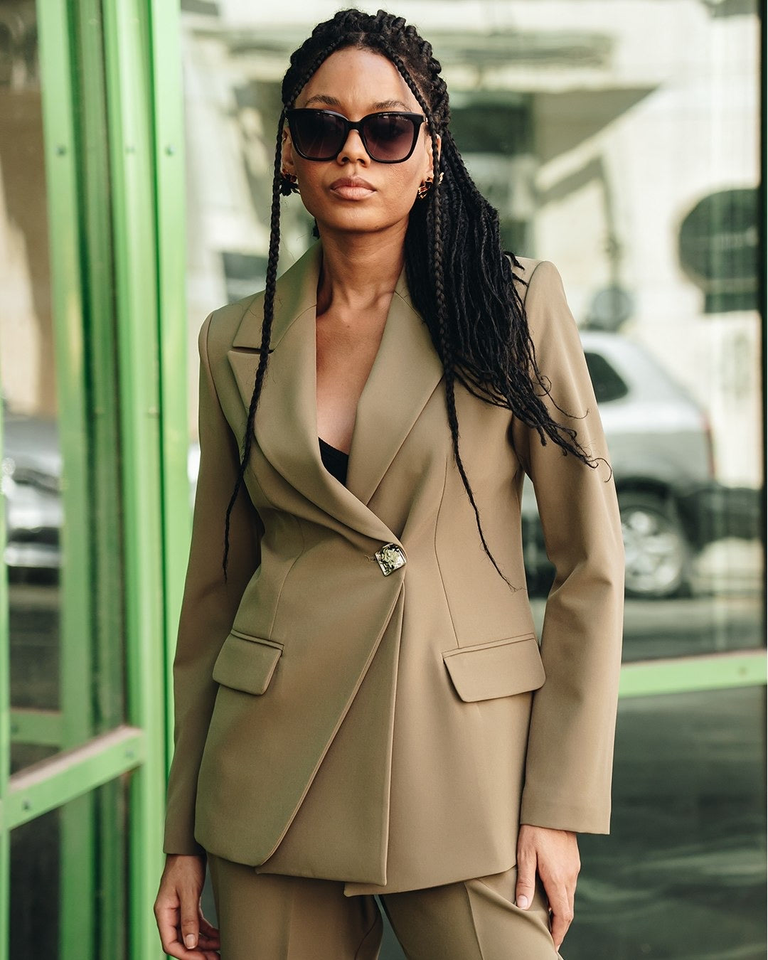 Women's 2 Piece Suit Set- Stone Beige
