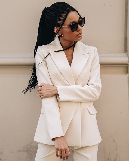 Women's 2 Piece Suit Set- Beige