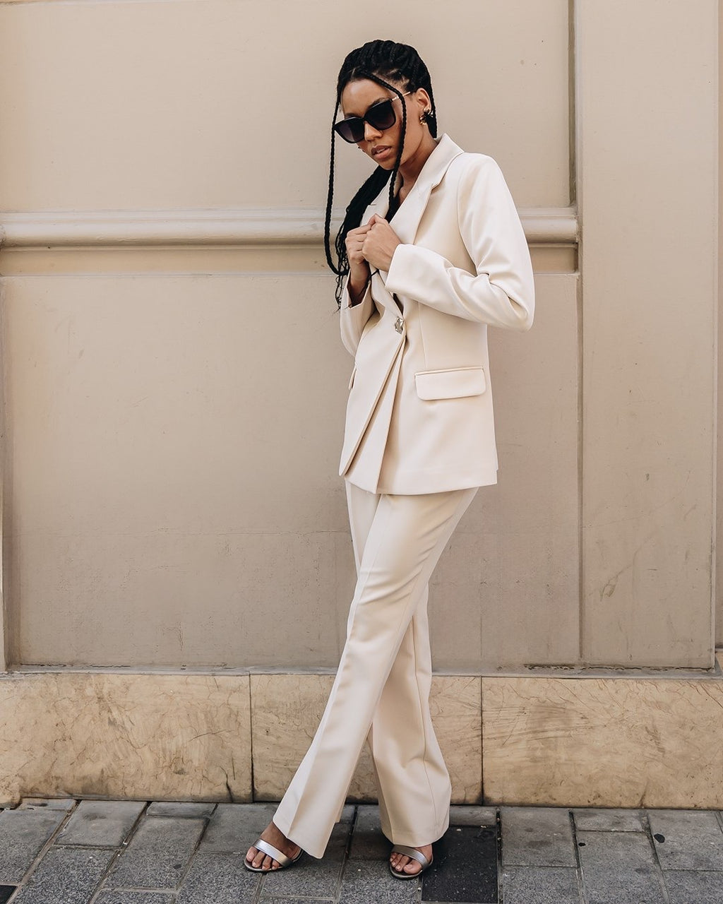 Women's 2 Piece Suit Set- Beige