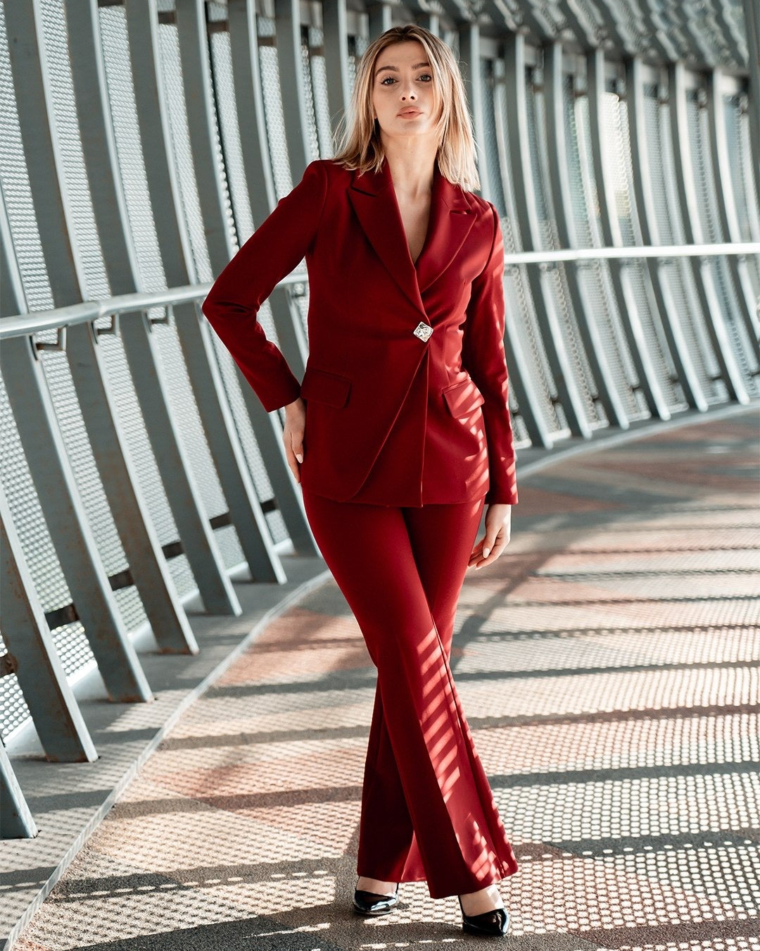 Women's 2 Piece Suit Set- Red