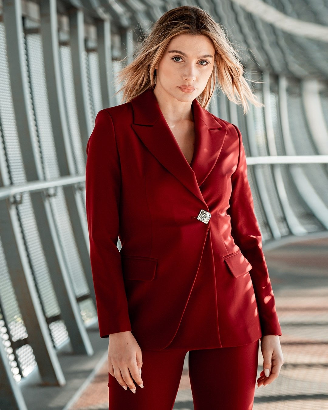 Women's 2 Piece Suit Set- Red
