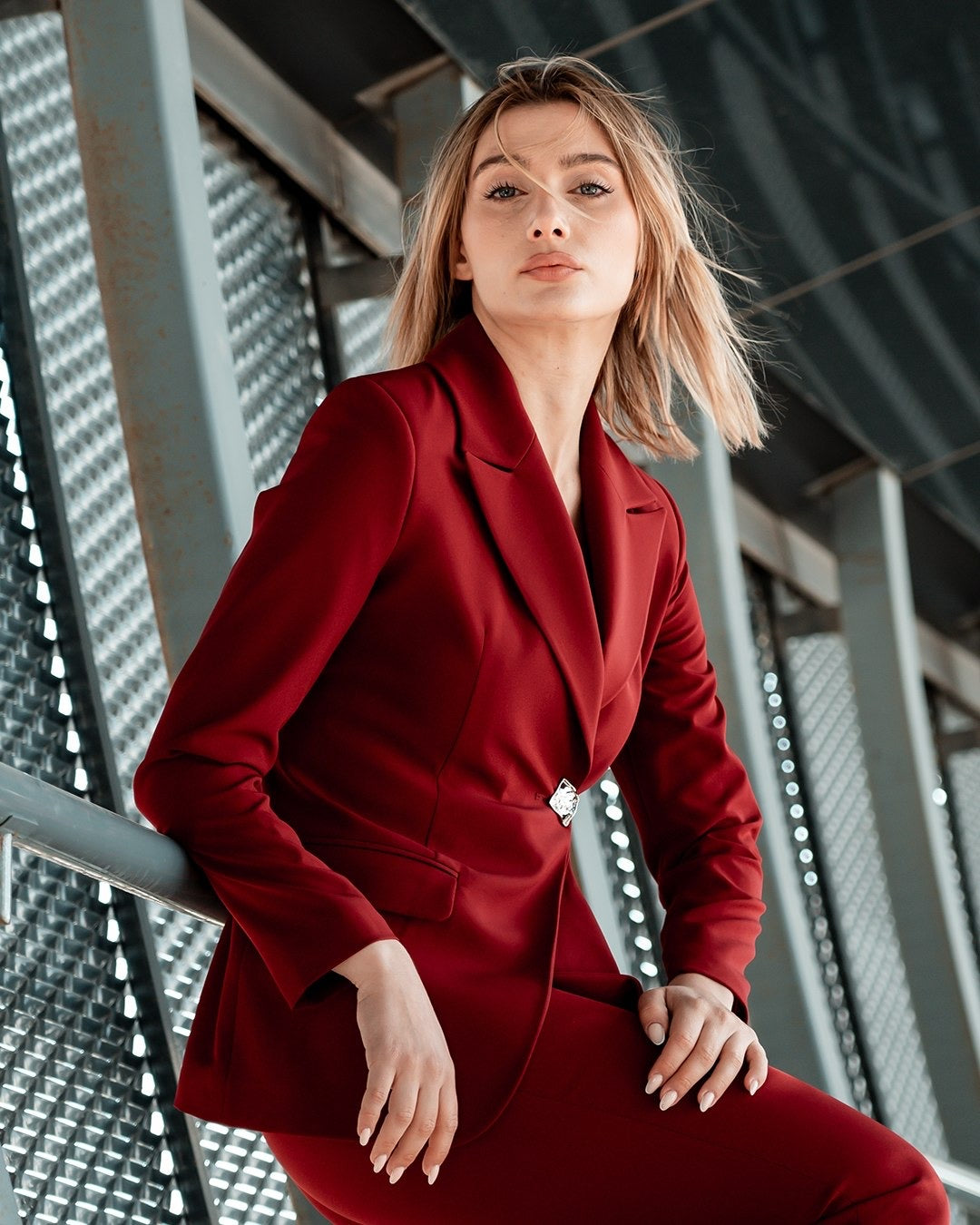 Women's 2 Piece Suit Set- Red