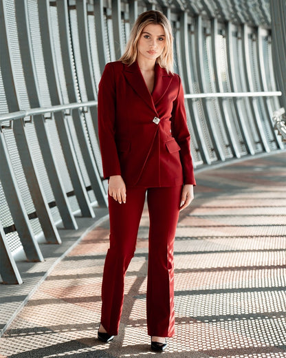 Women's 2 Piece Suit Set- Red