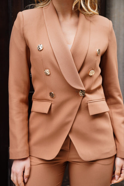 Women's 2 Piece Suit Set-Beige