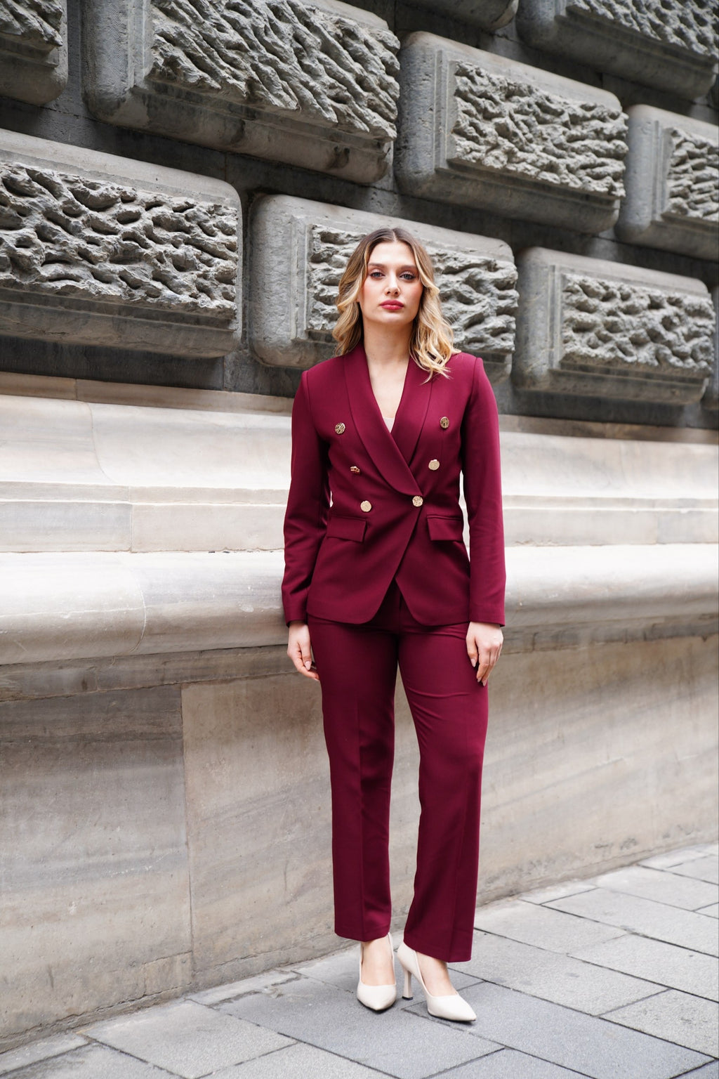 Women's 2 Piece Suit Set-Red