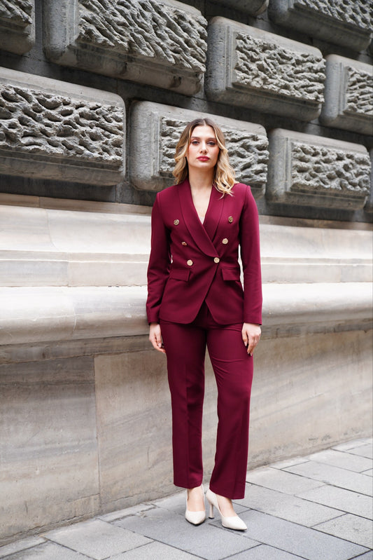 Women's 2 Piece Suit Set-Red