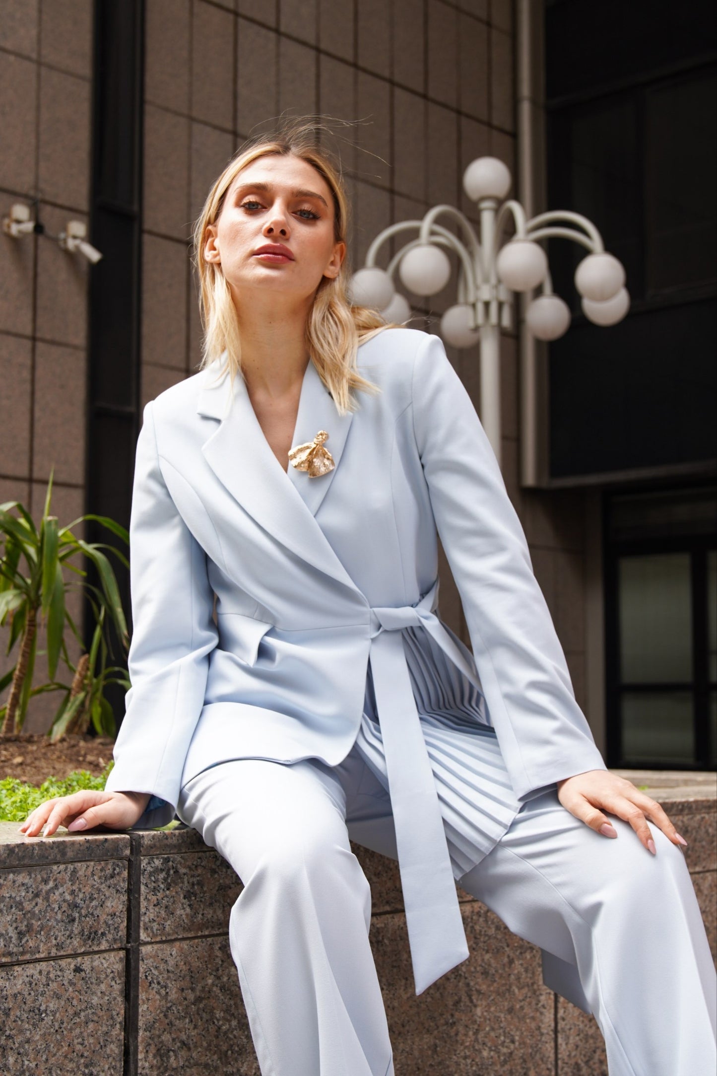 Women's 2 Piece Suit Set-Sky Blue