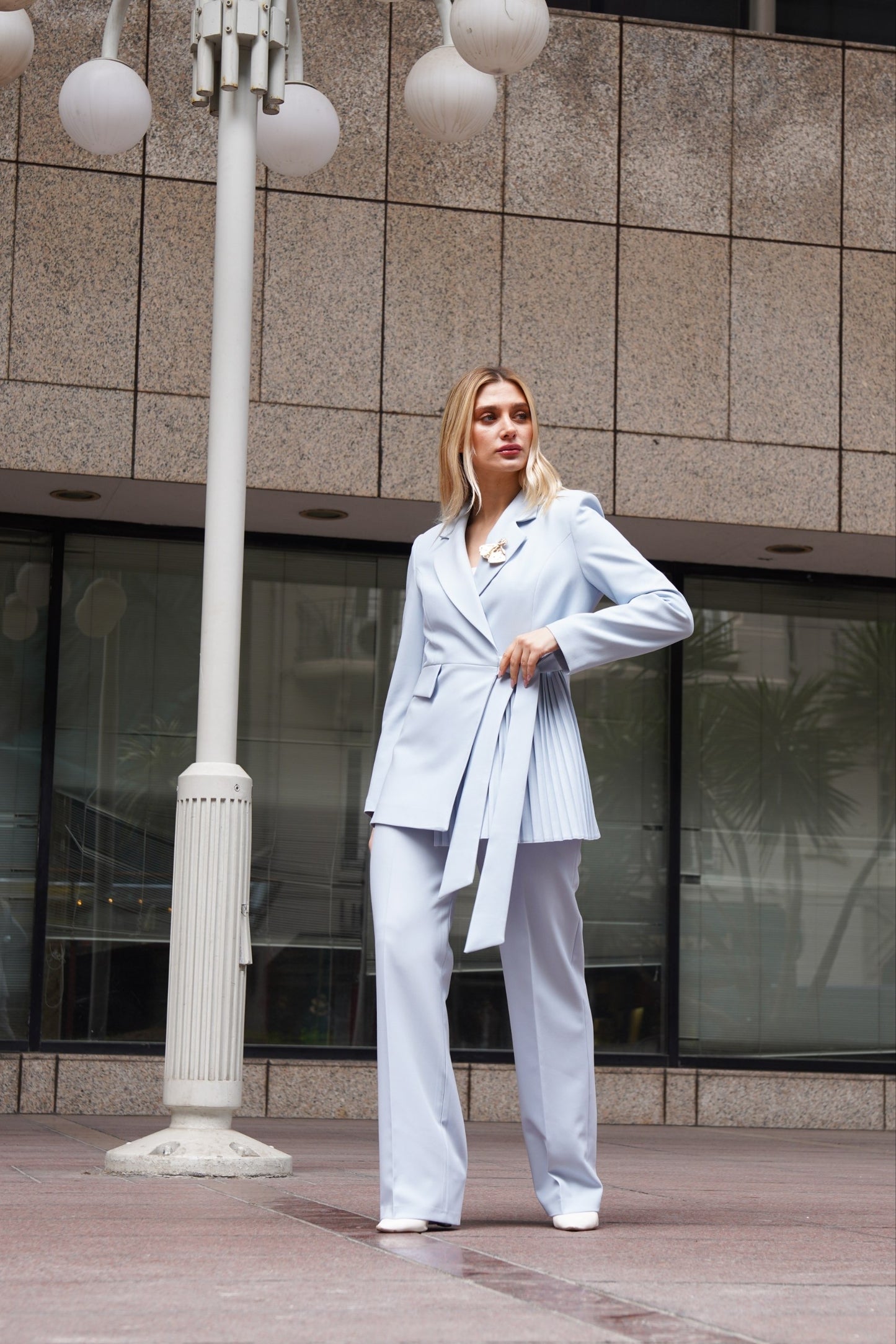 Women's 2 Piece Suit Set-Sky Blue
