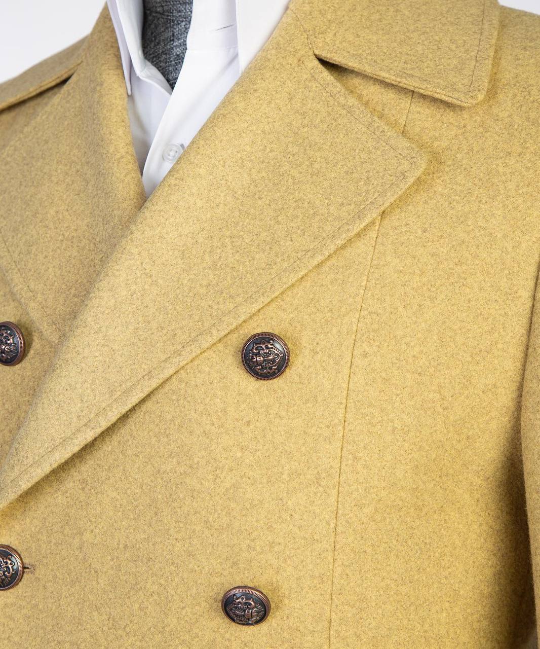 Cream Double Breasted Coat for Men