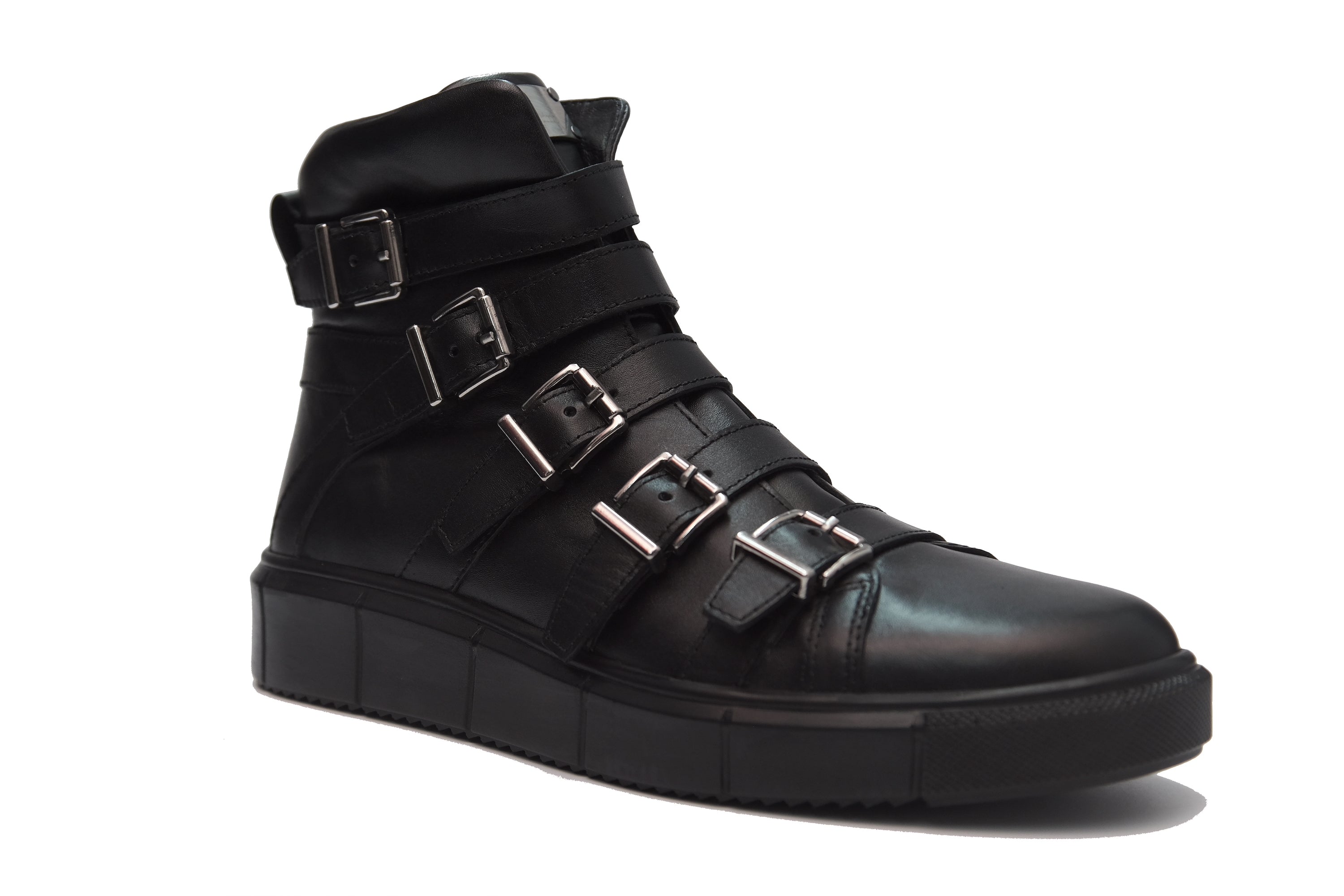 Legere, handgemachte, bequeme Herrenstiefel aus echtem Leder mit leichter Sohle 11888 Schwarz – mit Schnalle