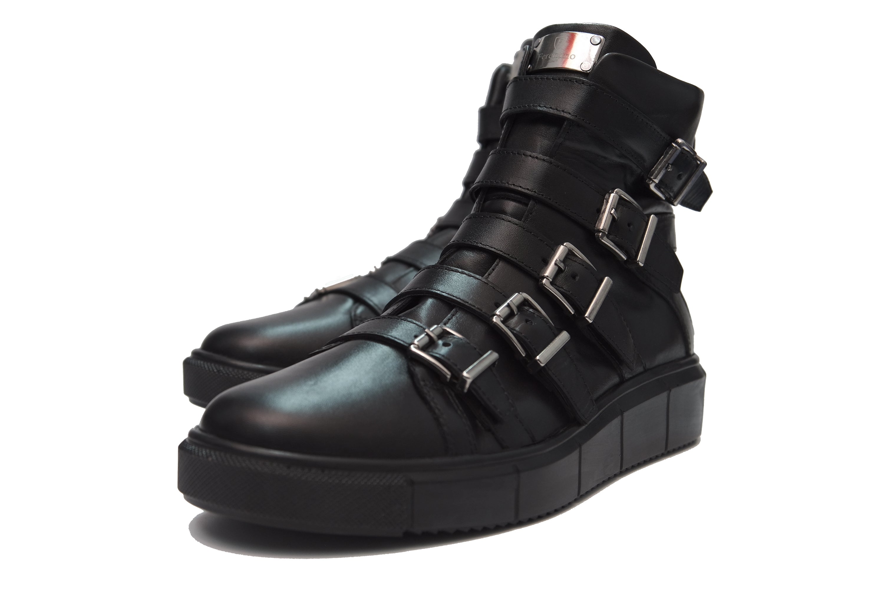 Legere, handgemachte, bequeme Herrenstiefel aus echtem Leder mit leichter Sohle 11888 Schwarz – mit Schnalle