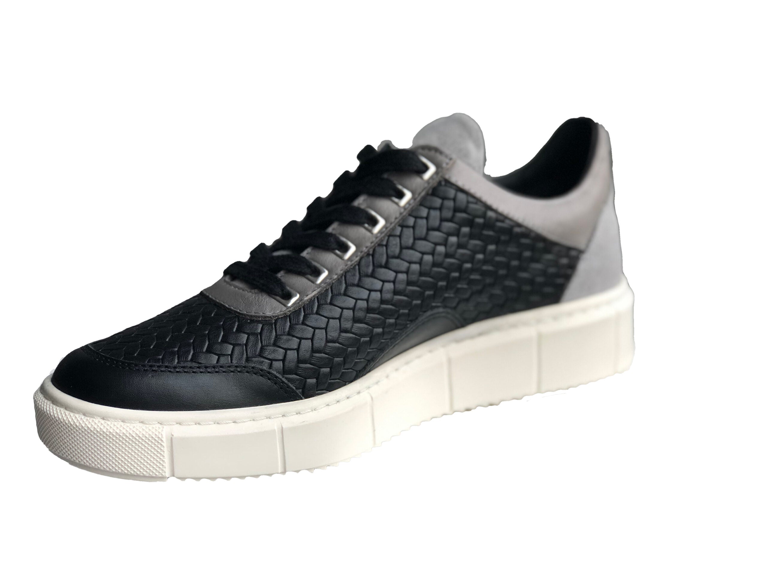 Lässige handgefertigte Herrenschuhe aus echtem Leder 12237 Schwarz/Grau