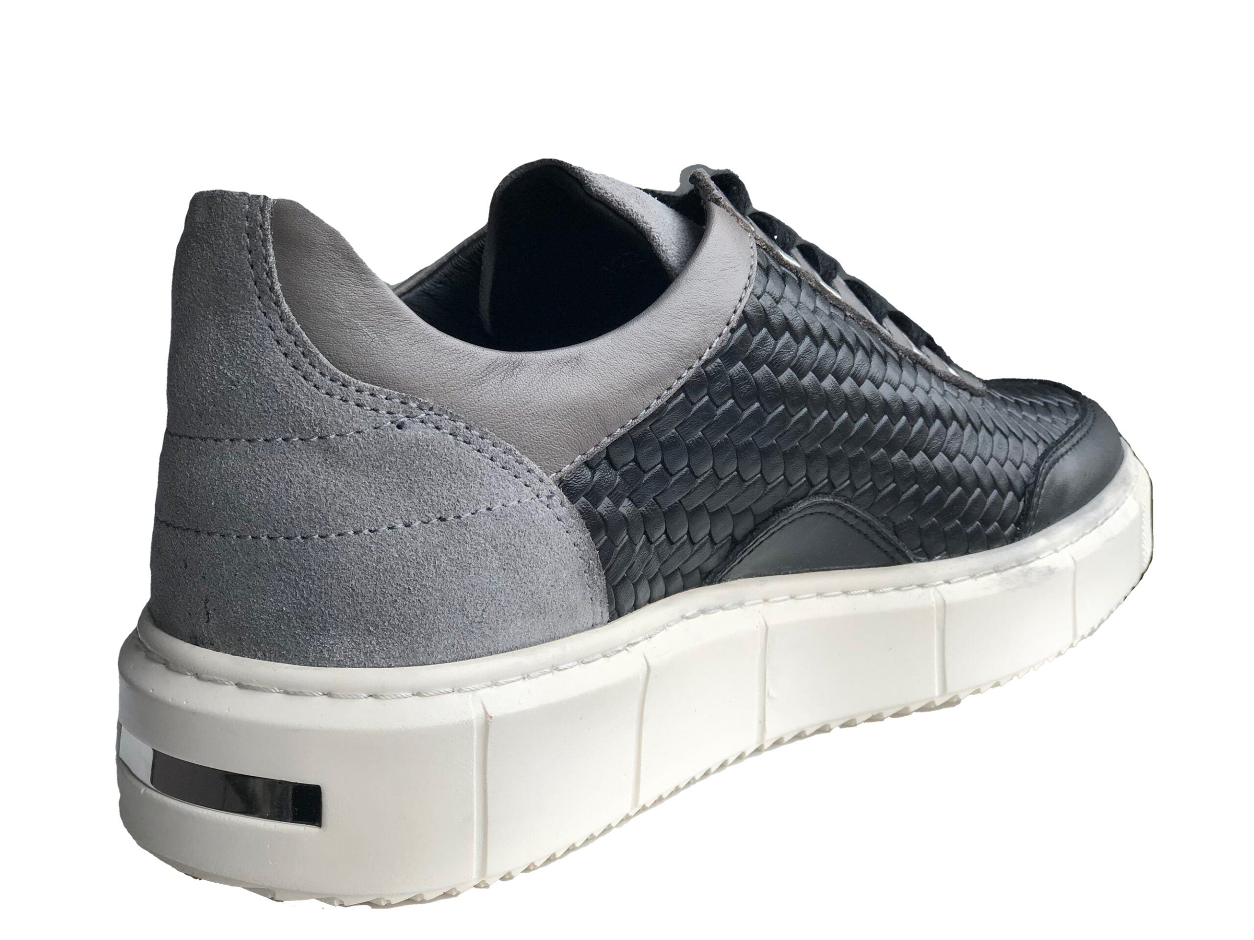 Lässige handgefertigte Herrenschuhe aus echtem Leder 12237 Schwarz/Grau