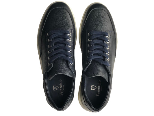 Chaussures décontractées, faites à la main, en cuir véritable pour hommes 12264 Dark Navy