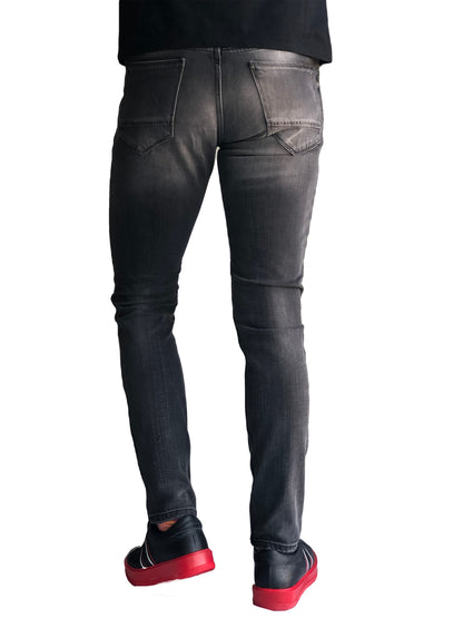 Jean Slim Fit Homme Peinture Coton Confortable Noir 7187