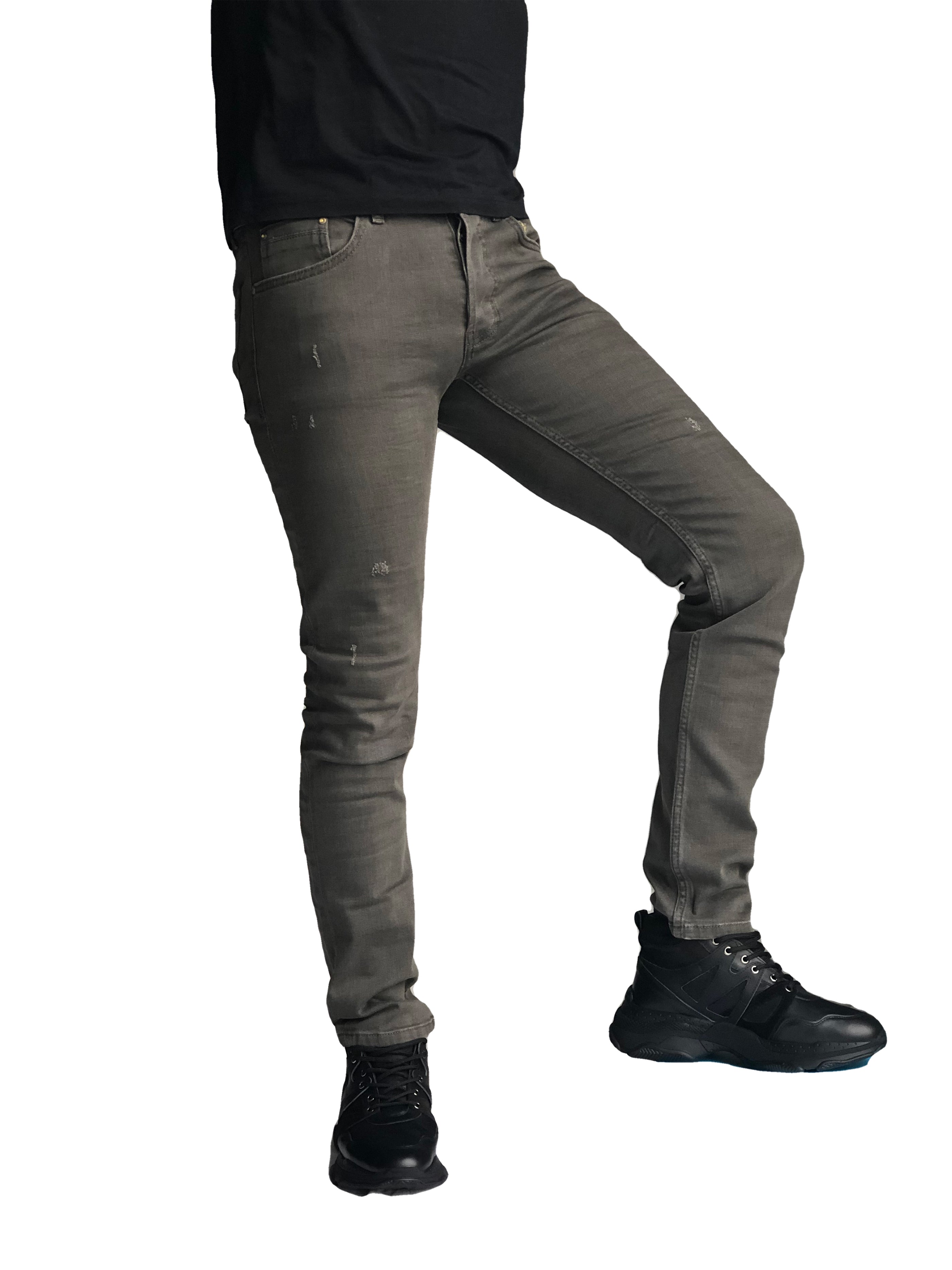 Slim Fit Mens Jeans Olive Comfortable Cotton 7266