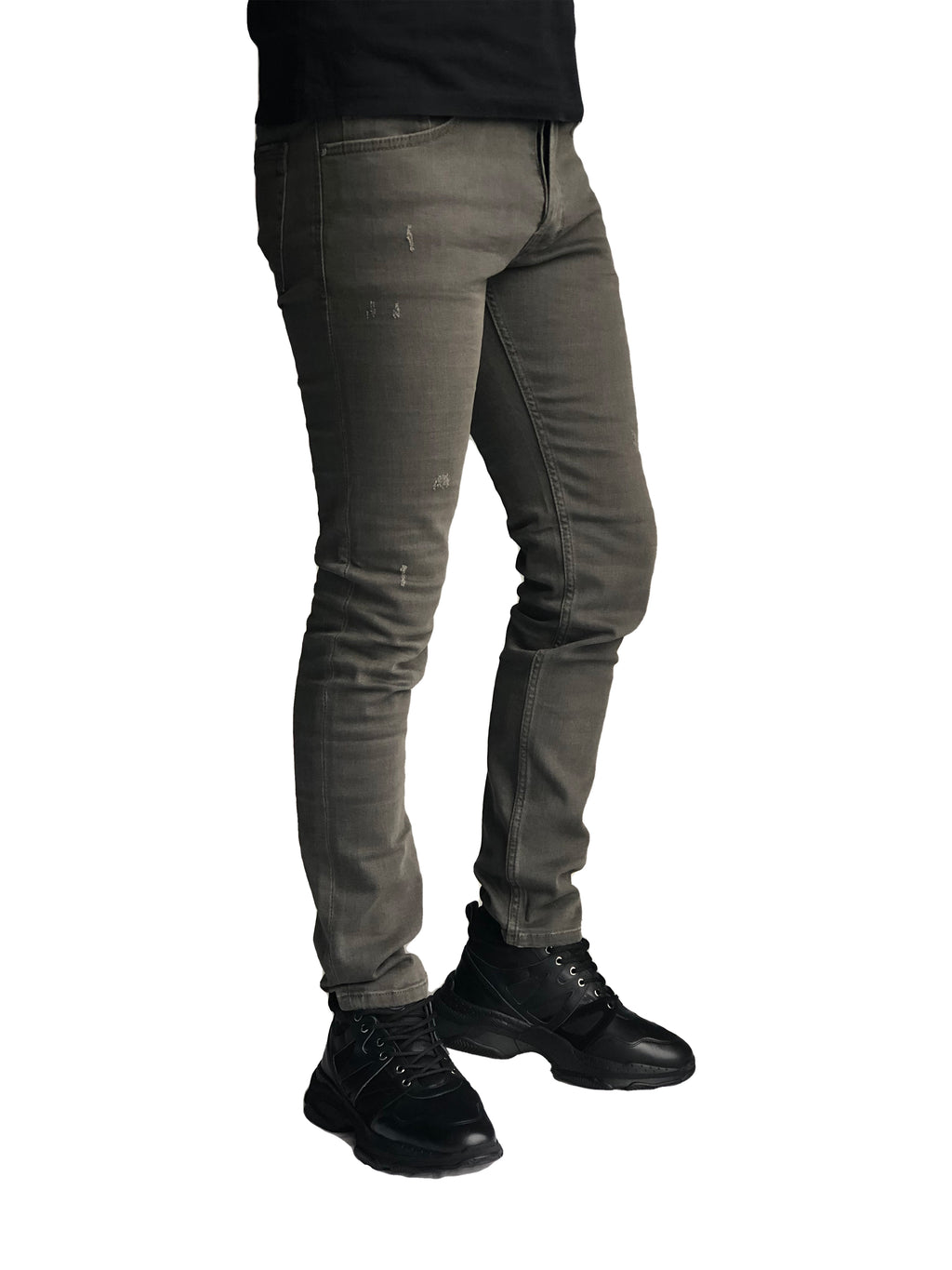 Slim Fit Mens Jeans Olive Comfortable Cotton 7266