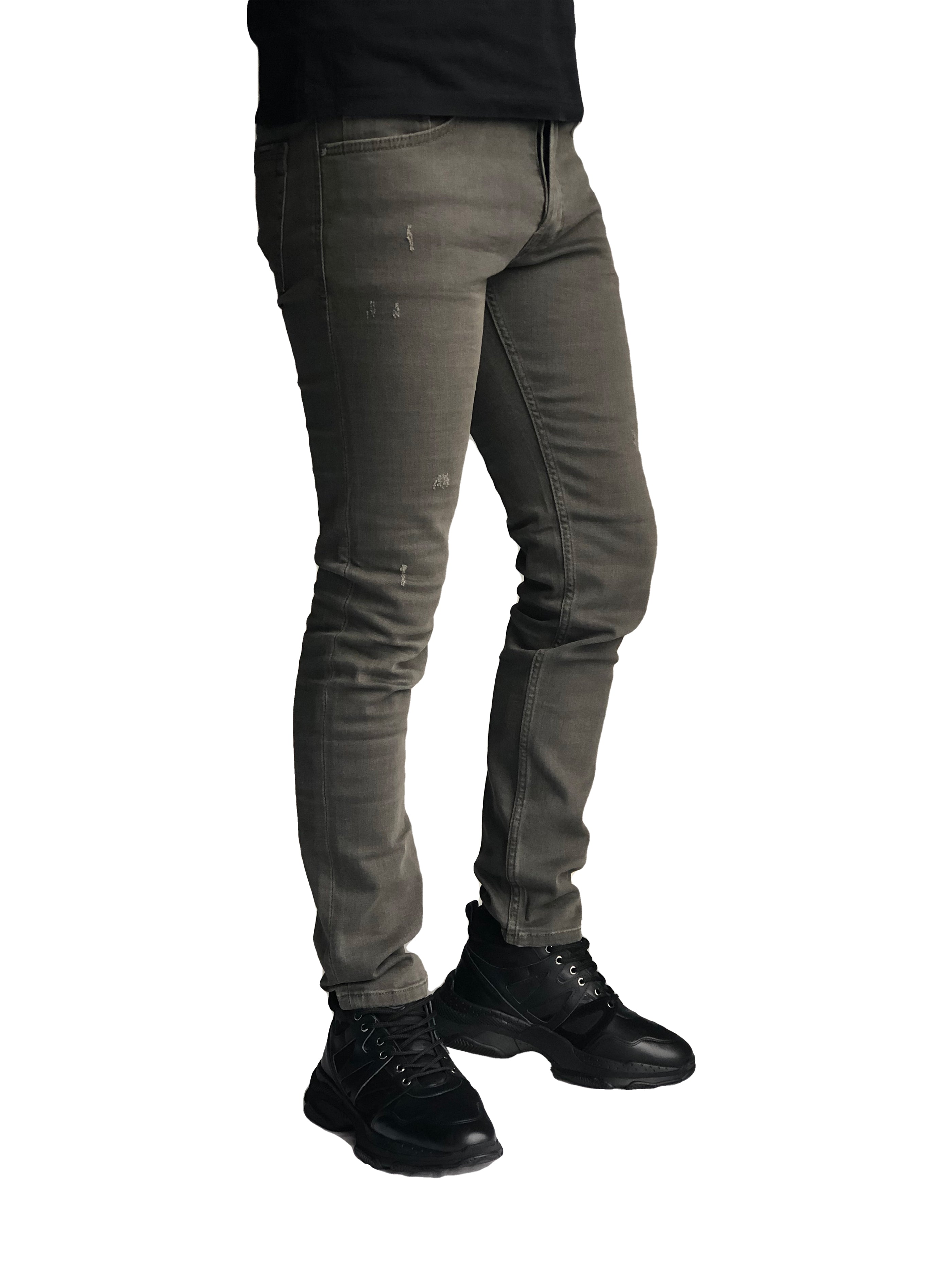 Slim Fit Mens Jeans Olive Comfortable Cotton 7266