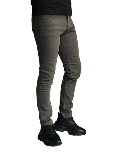 Jean Slim Fit Homme Olive Coton Confortable 7266