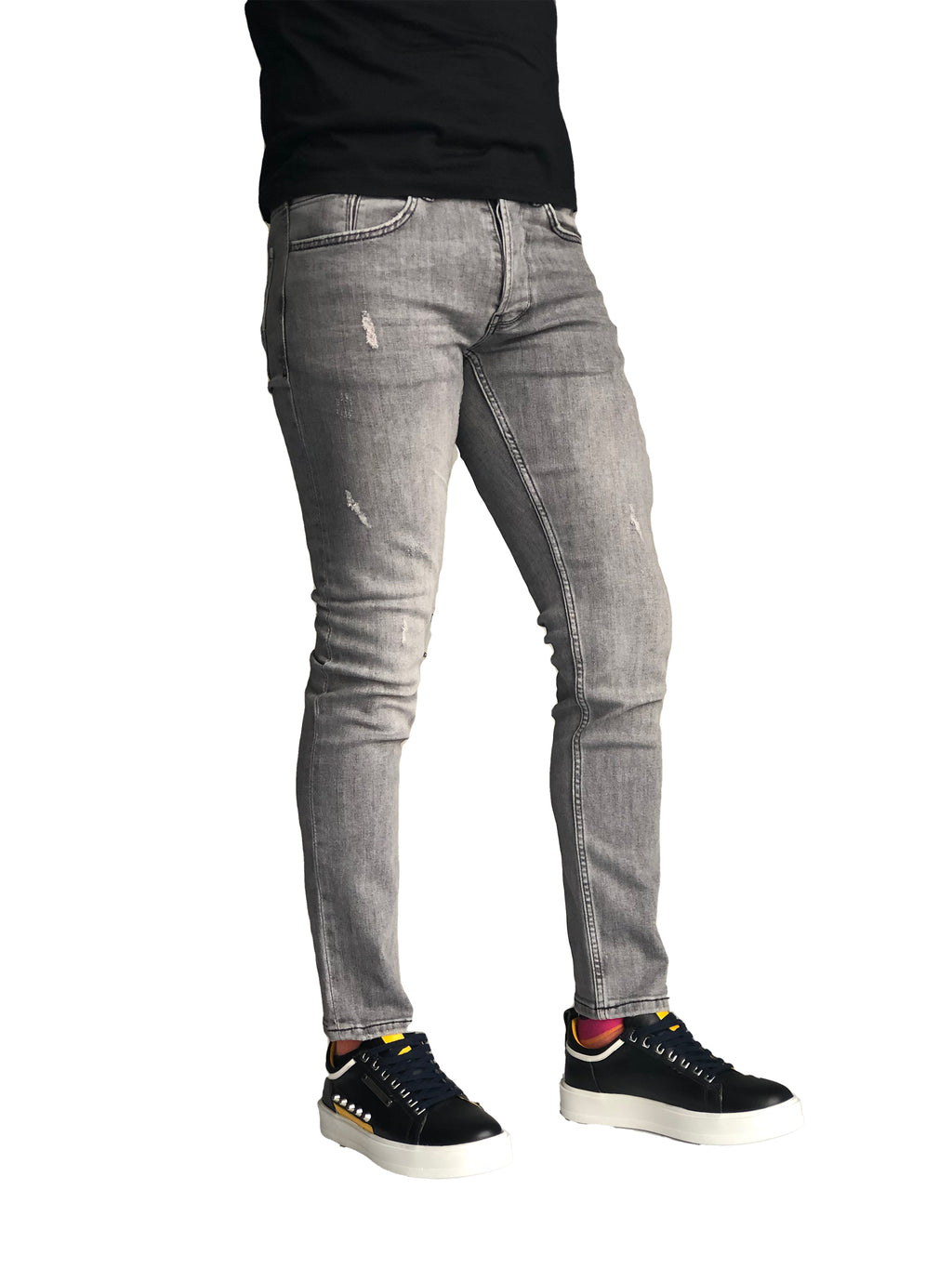 Men's Slim Fit JEANS, Comfortable Cotton Black/Grey 7283