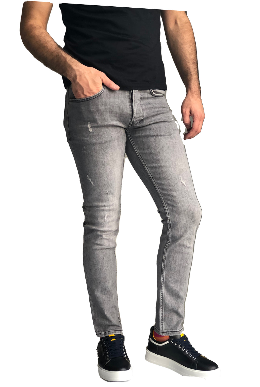 Men's Slim Fit JEANS, Comfortable Cotton Black/Grey 7283