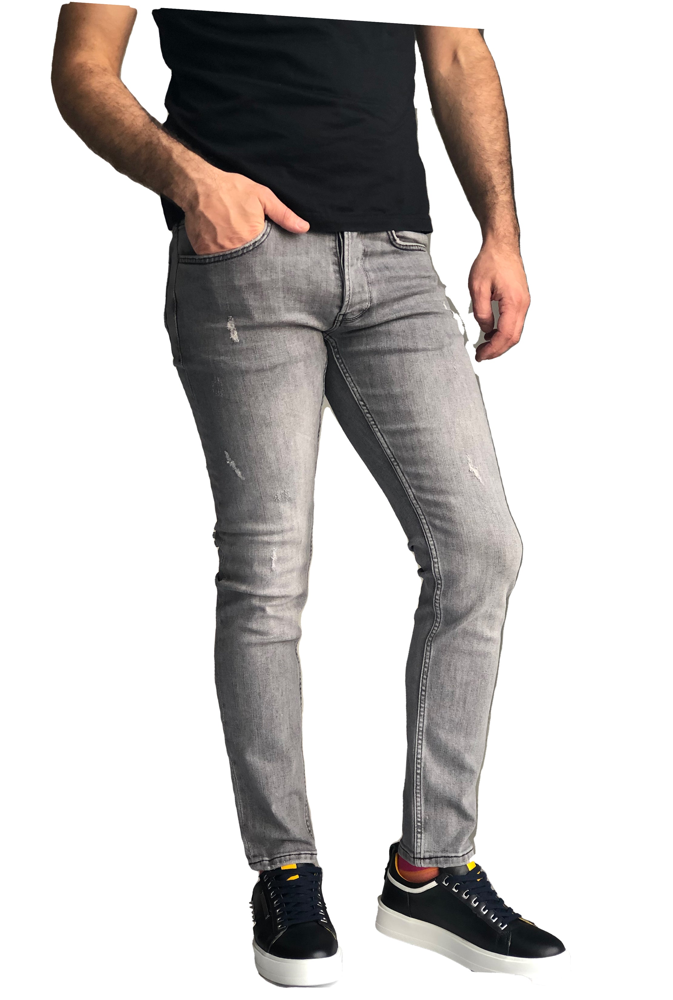 Men's Slim Fit JEANS, Comfortable Cotton Black/Grey 7283