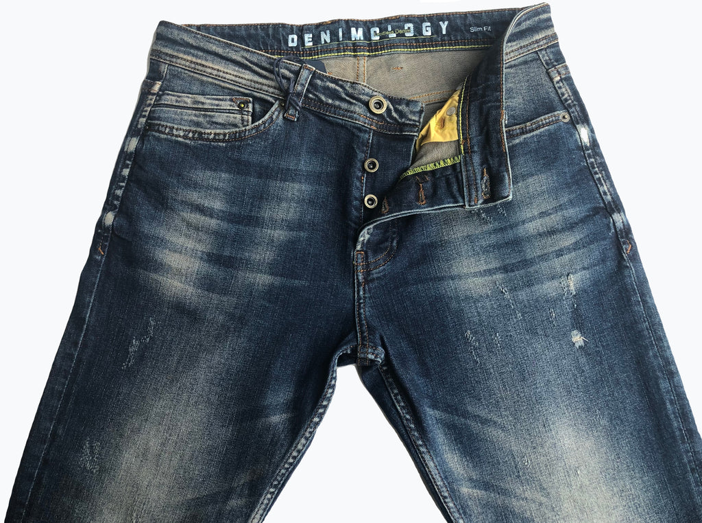 Slim Fit Mens Jeans Blue Comfortable Cotton 7307