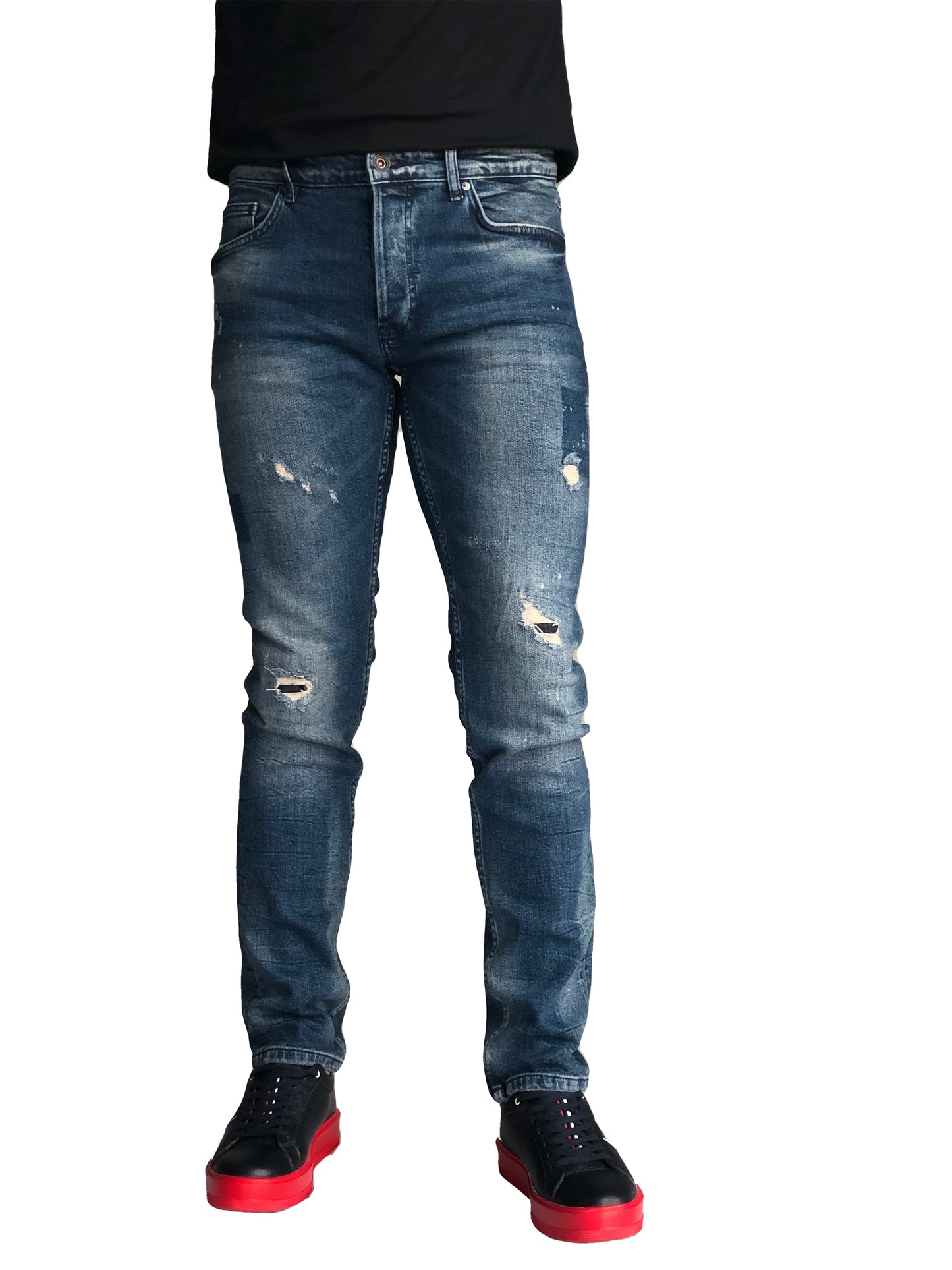 JEANS Slim Fit Homme, Coton Confortable Bleu 7349