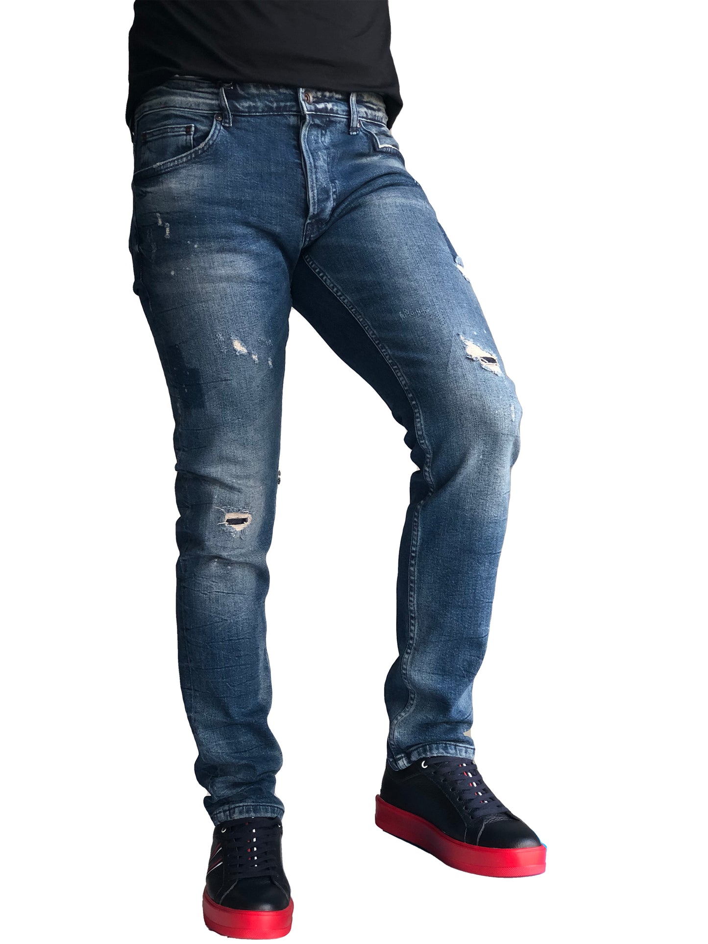 JEANS Slim Fit Homme, Coton Confortable Bleu 7349