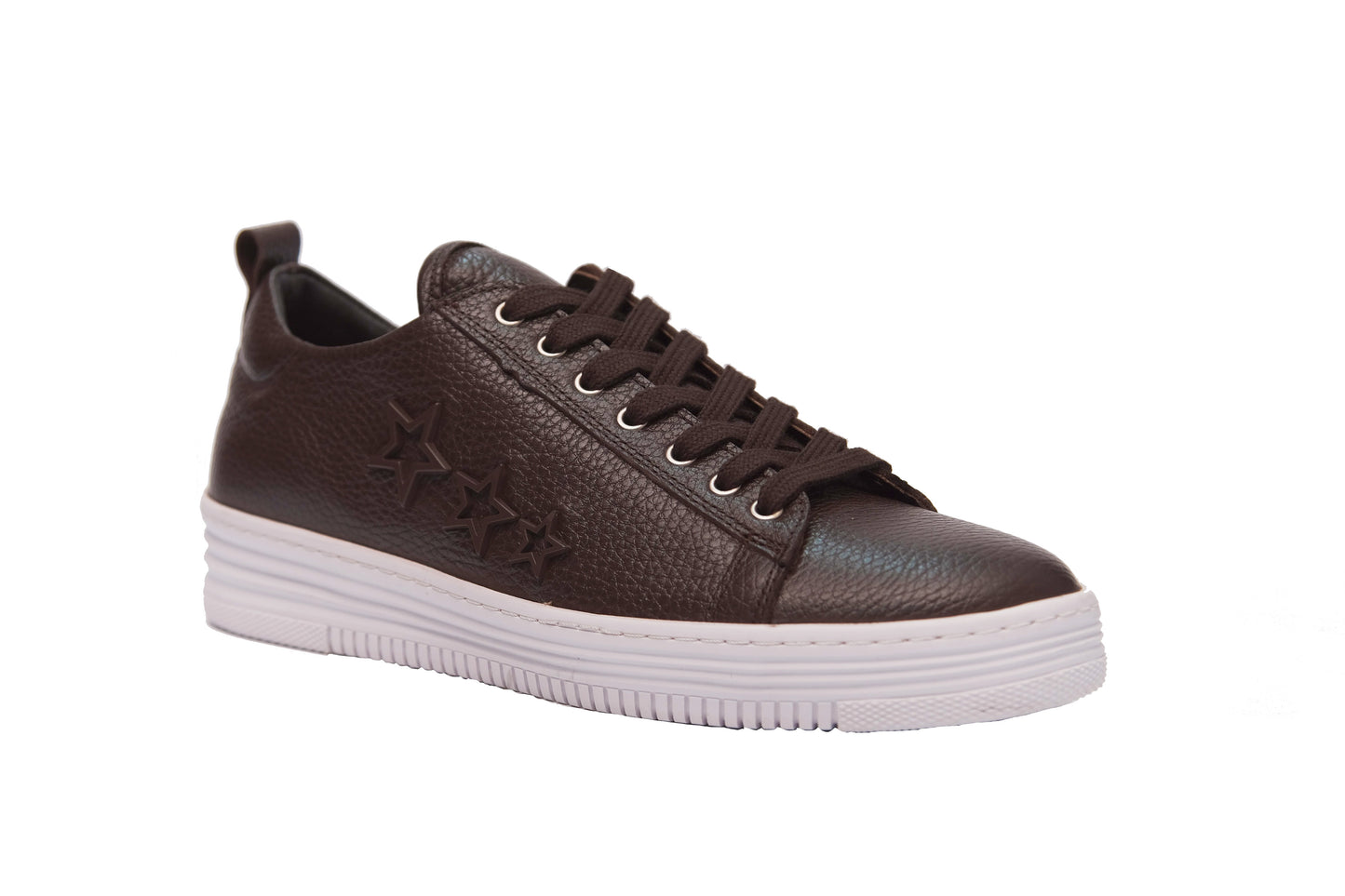 Baskets en cuir véritable faites à la main pour hommes marron / bordeaux
