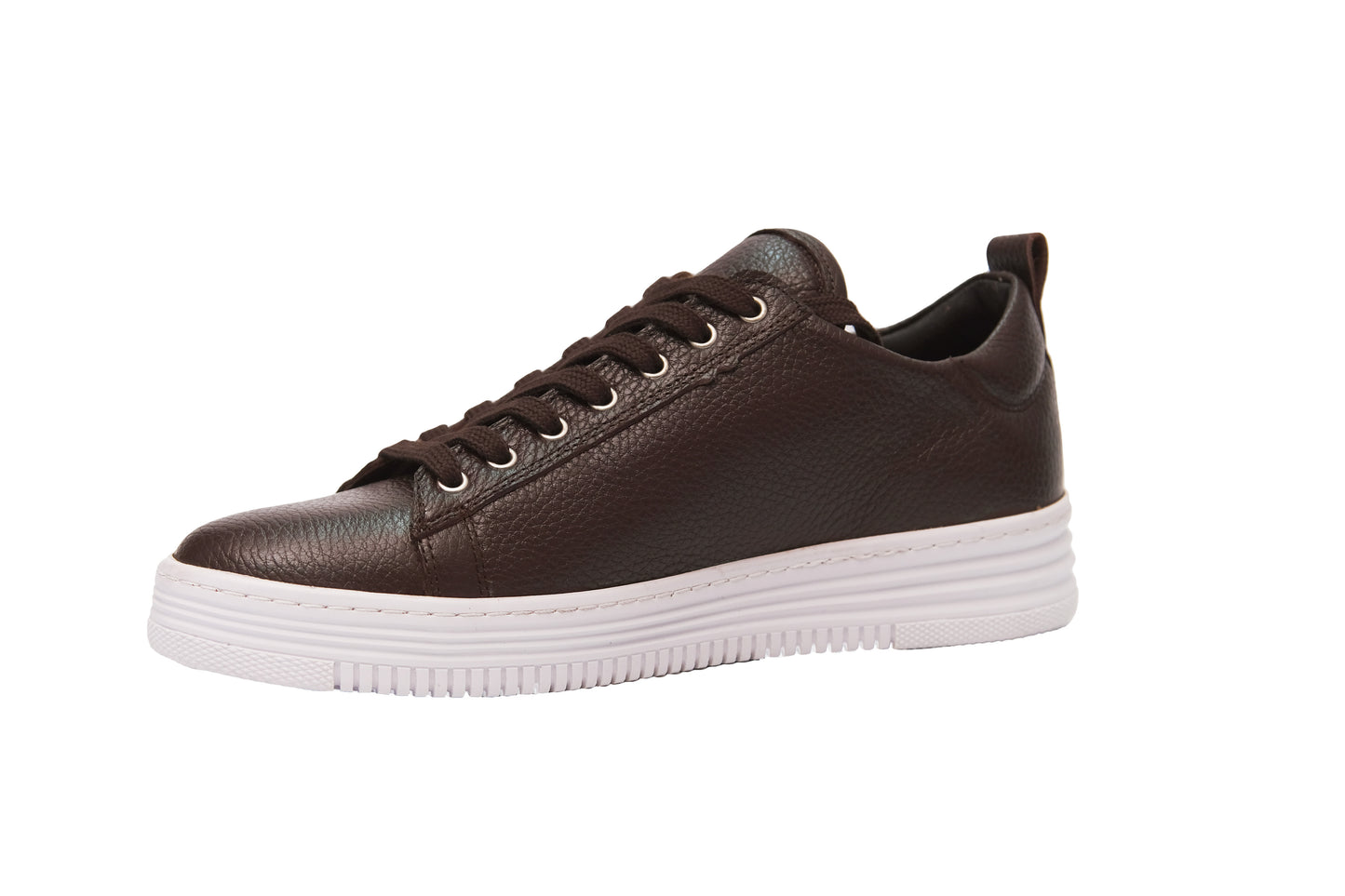 Baskets en cuir véritable faites à la main pour hommes marron / bordeaux