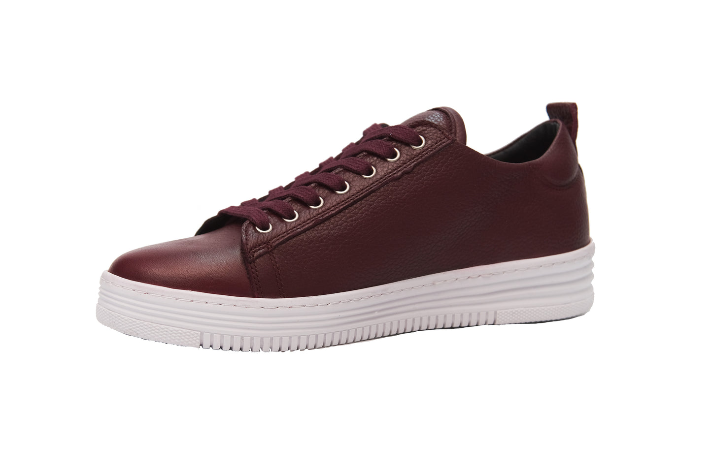Baskets en cuir véritable faites à la main pour hommes marron / bordeaux
