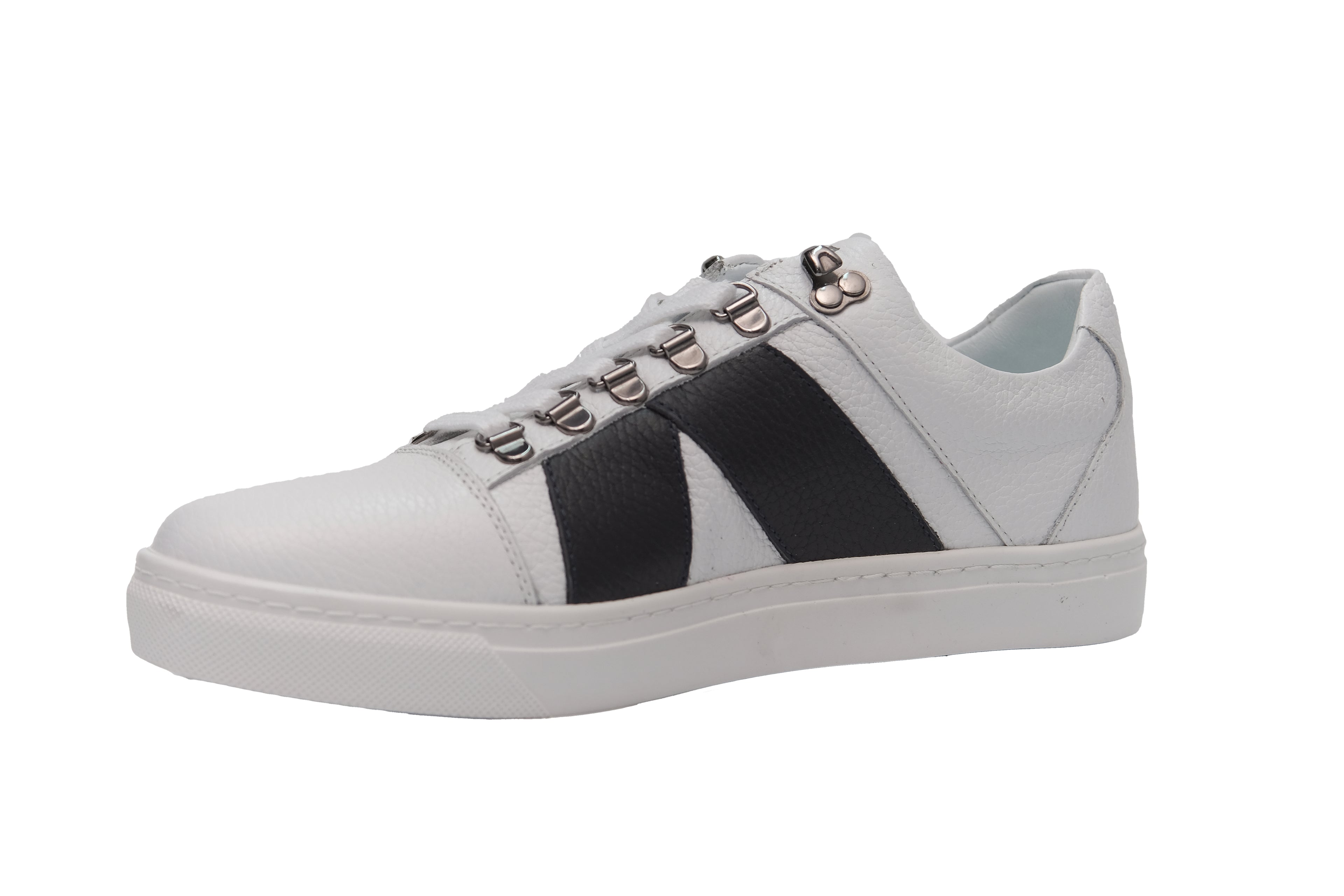 Casual, Handmade, Genuine Leather Mens Shoes 9068 white/navy blue