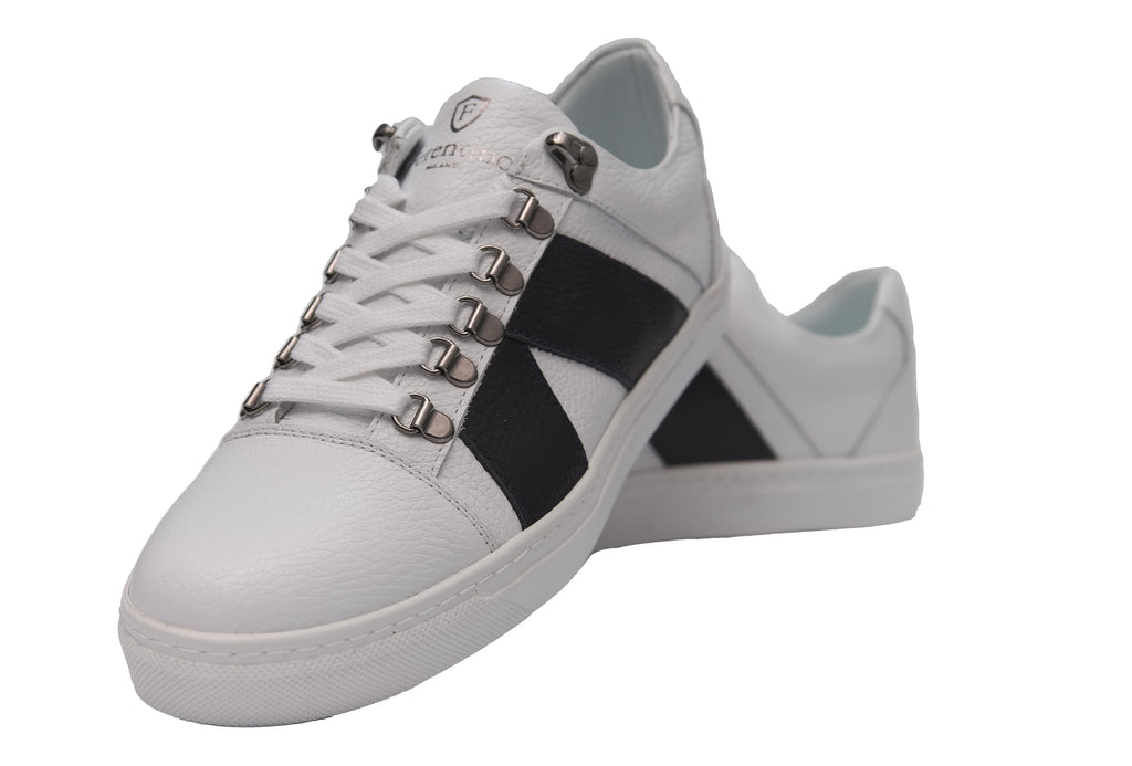 Casual, Handmade, Genuine Leather Mens Shoes 9068 white/navy blue