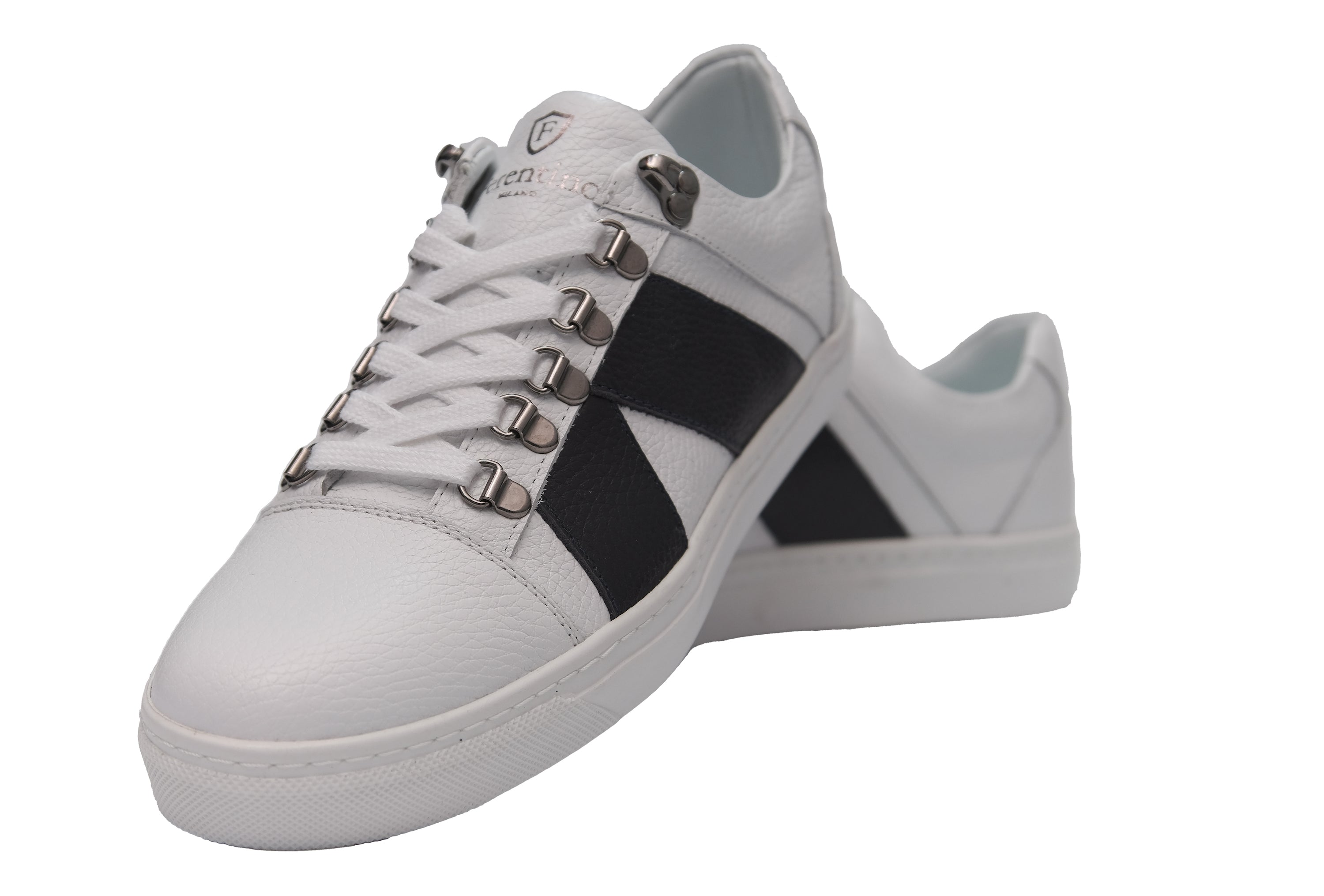 Casual, Handmade, Genuine Leather Mens Shoes 9068 white/navy blue