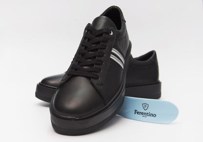 Casual, Handmade, Comfortable, Genuine Leather Mens Shoes 9743 Black