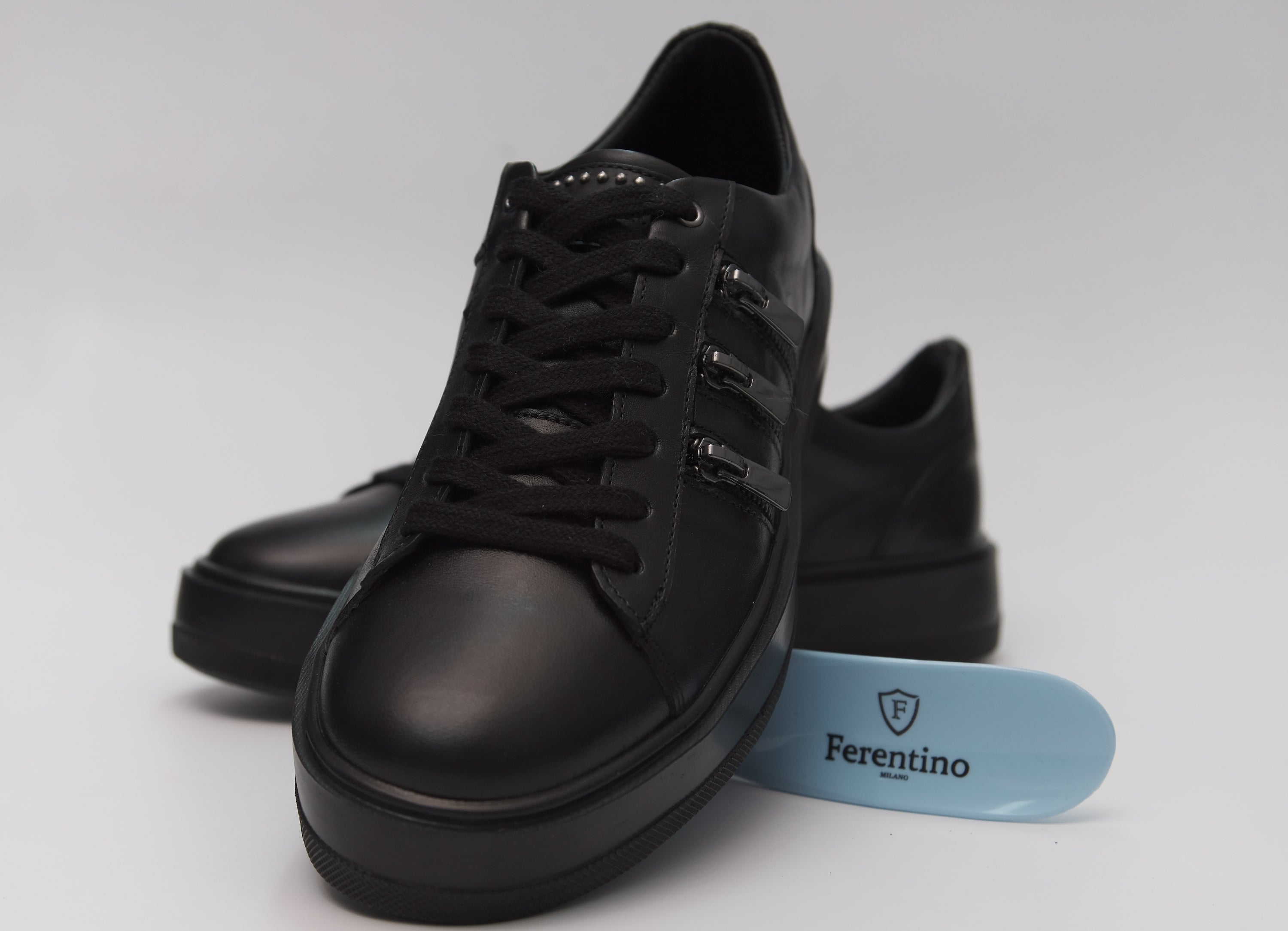 Freizeitschuh, Handgemacht, Echtes Leder, Leichte Sohle Herrenschuh 9851 Schwarz