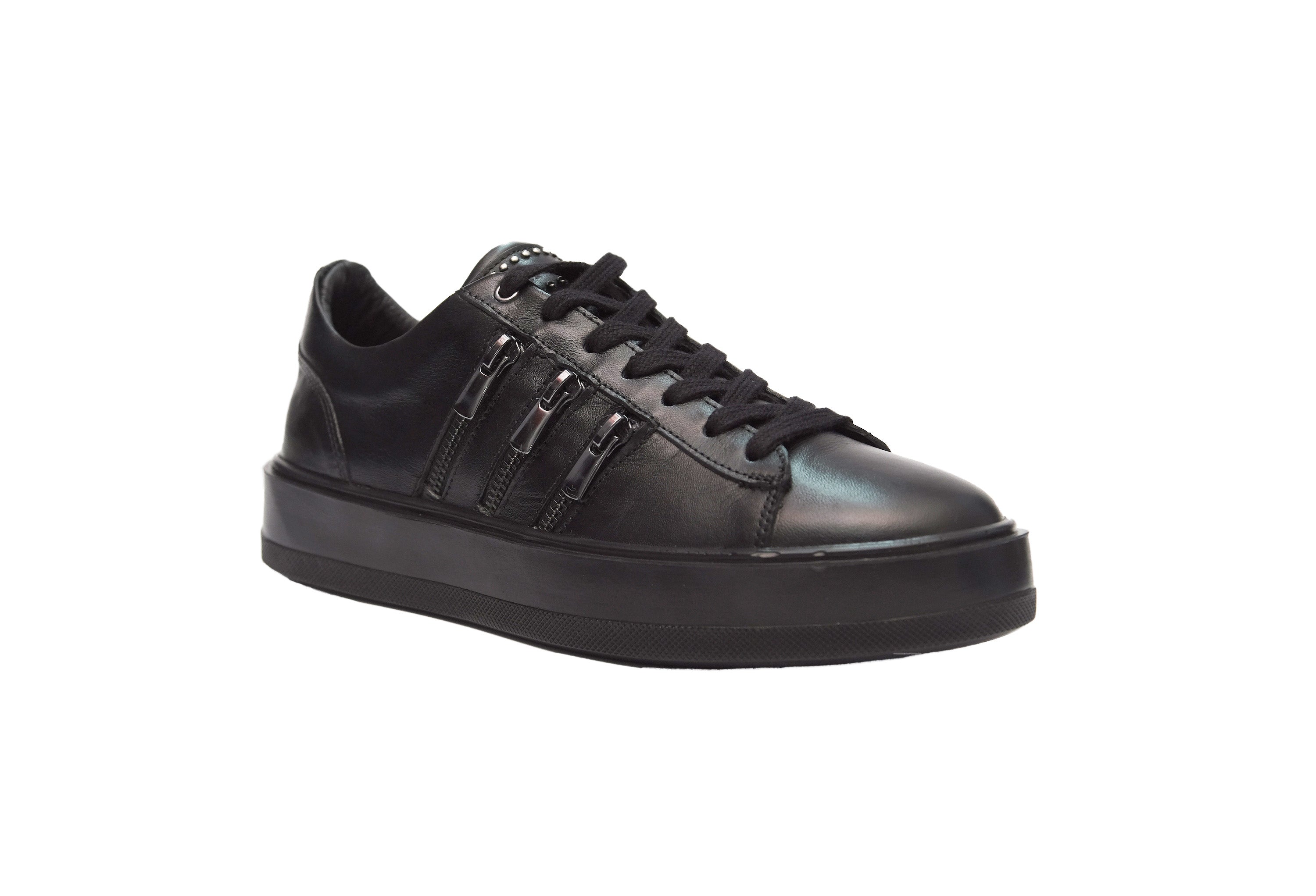Freizeitschuh, Handgemacht, Echtes Leder, Leichte Sohle Herrenschuh 9851 Schwarz