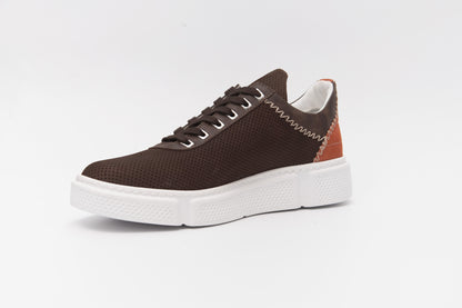 Casual, fait à la main, chaussures en daim pour hommes en cuir véritable 12234 marron