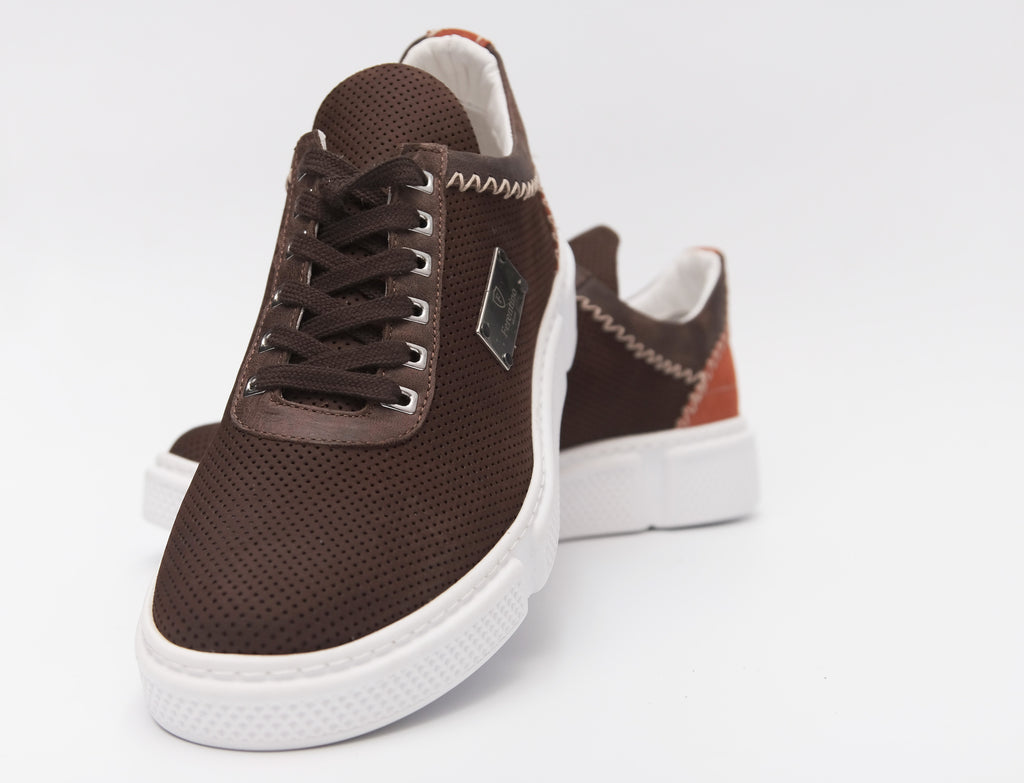 Casual, Handmade, Genuine Leather Suede Mens Shoes 12234 Brown