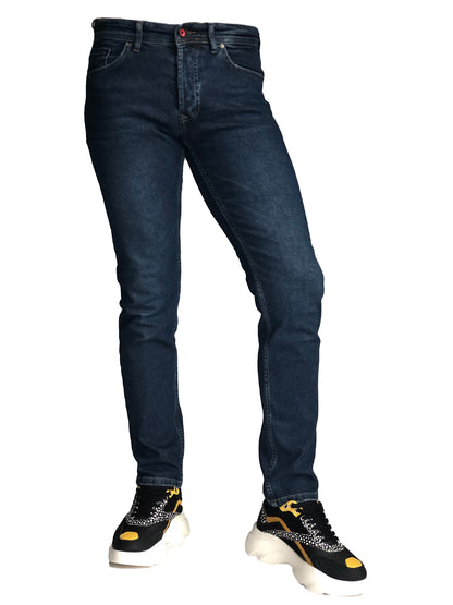 Slim Fit Mens Jeans Blue Cotton 7302