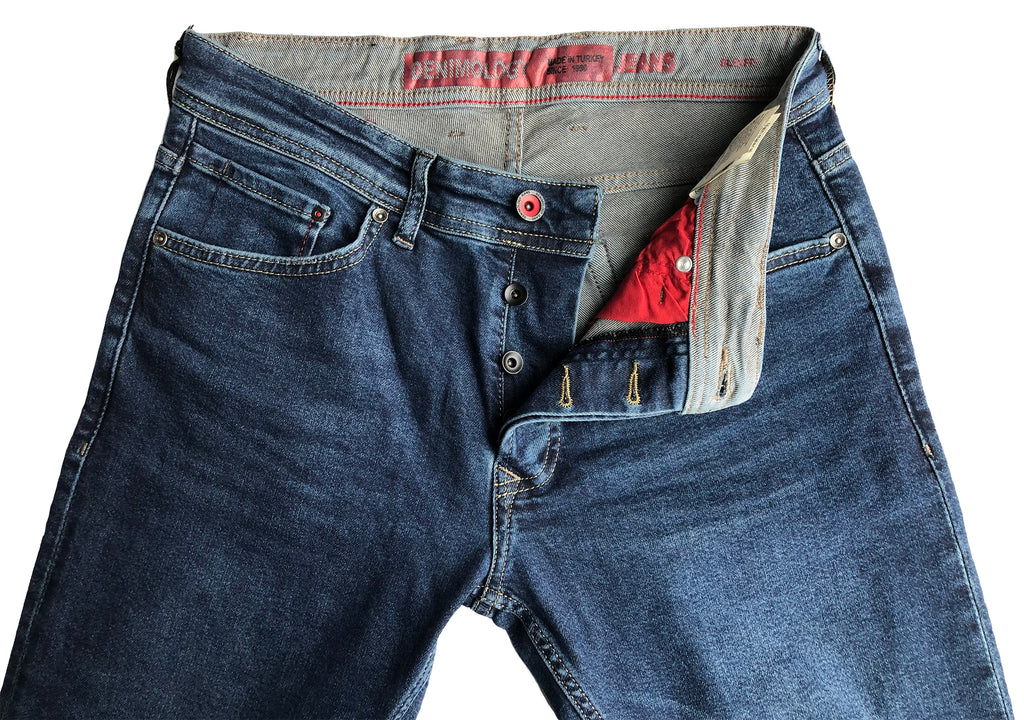 Slim Fit Mens Jeans Blue Cotton 7302