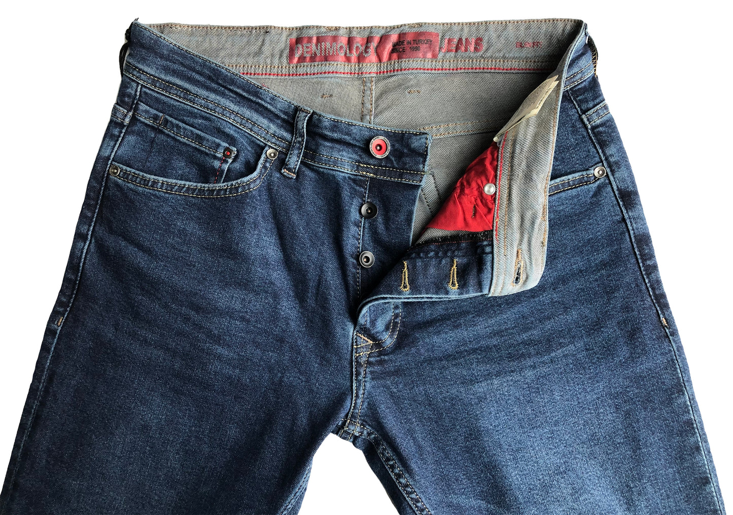 Slim Fit Mens Jeans Blue Cotton 7302