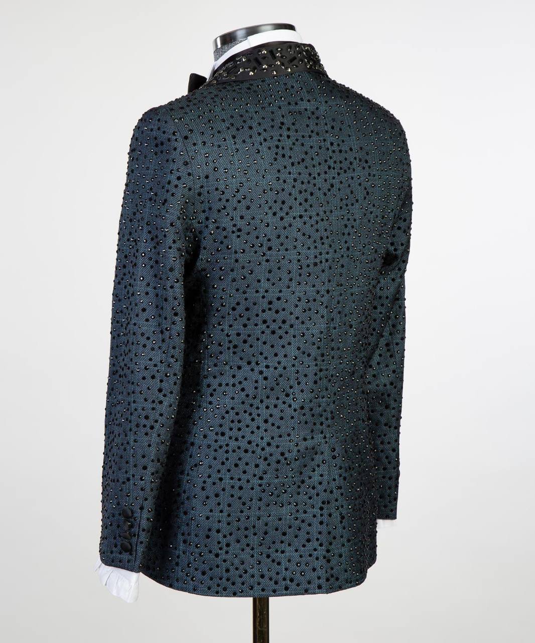 Men's 2 Piece Blue Tuxedo, Shiny, Stoned