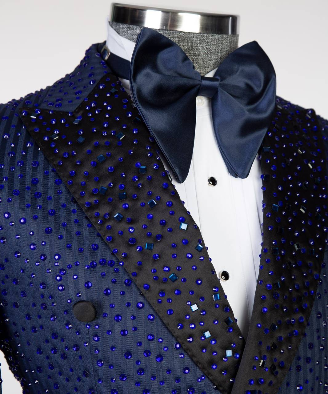 Men's 2 Piece Blue Tuxedo Double Breasted Stoned