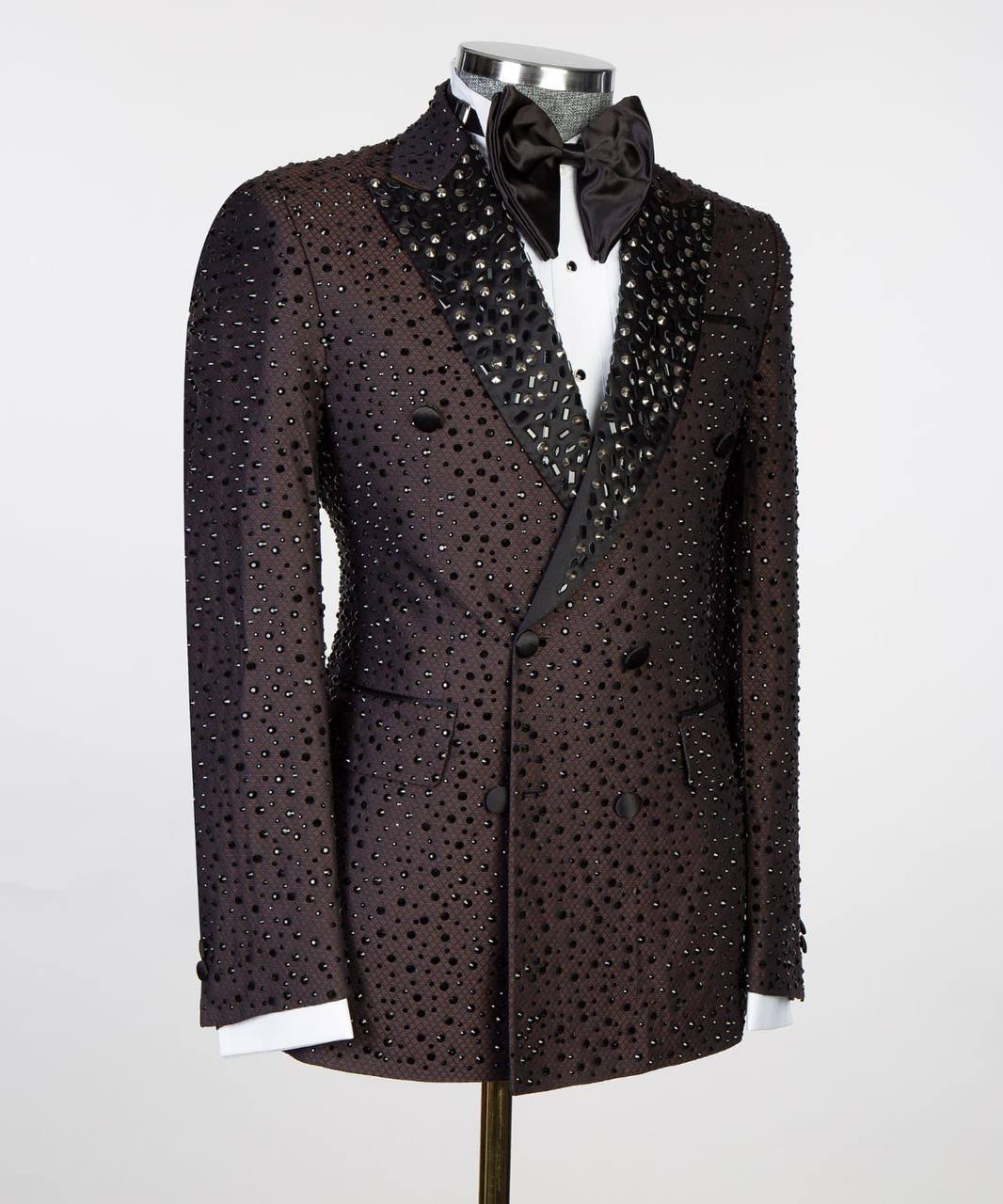 Men's 2 Piece Brown Tuxedo Double Breasted Shiny