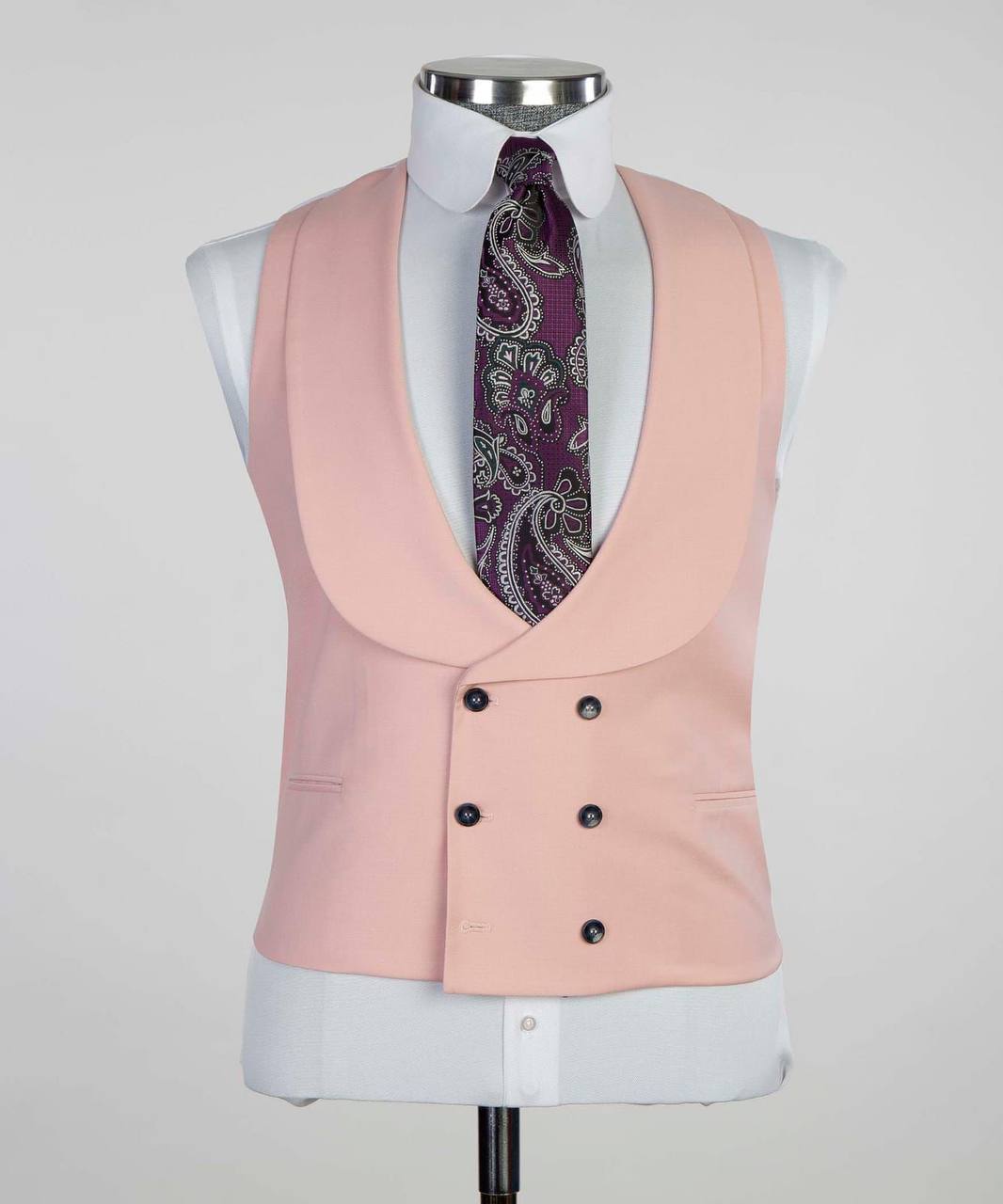 Herren 3-teiliger Anzug, einreihig, Pink, steigendes Revers, Ideal für Hochzeit, Business, Abschlussball, SV3