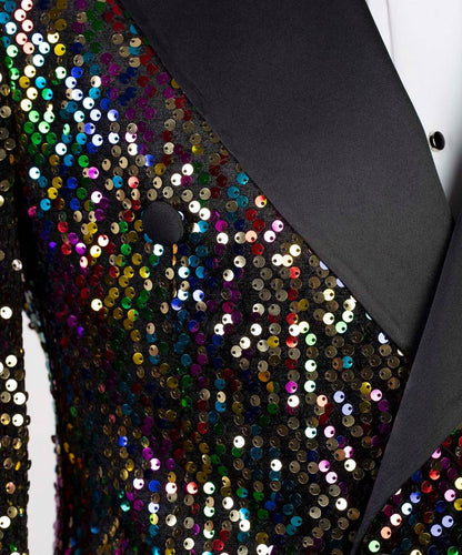 Men's 2 Piece Sequin Colourful Tuxedo Suit