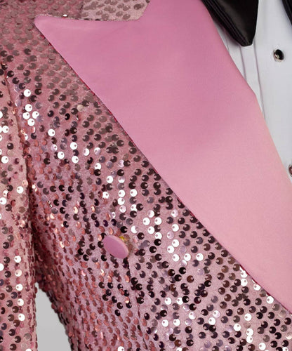 Men's 2 Piece Sequin Pink Tuxedo Suit